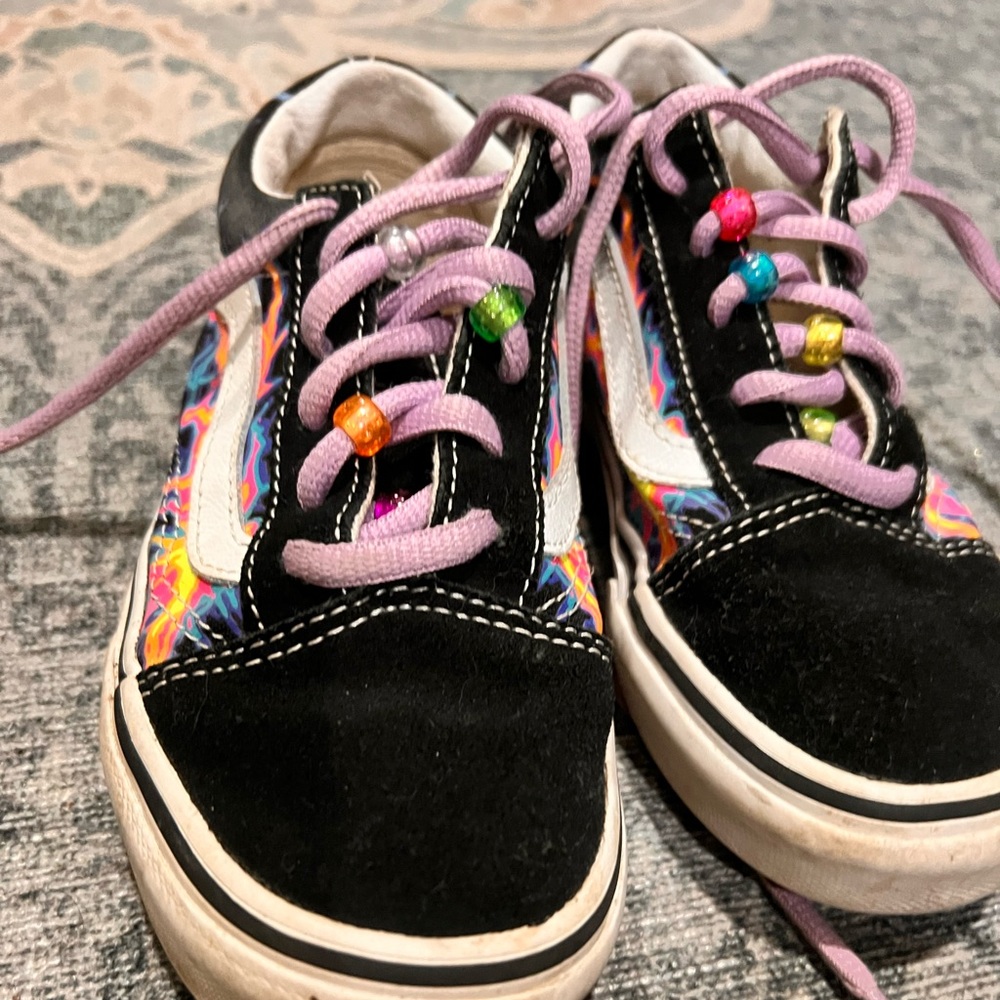 Vans old Skool tie dye and black girls shoes